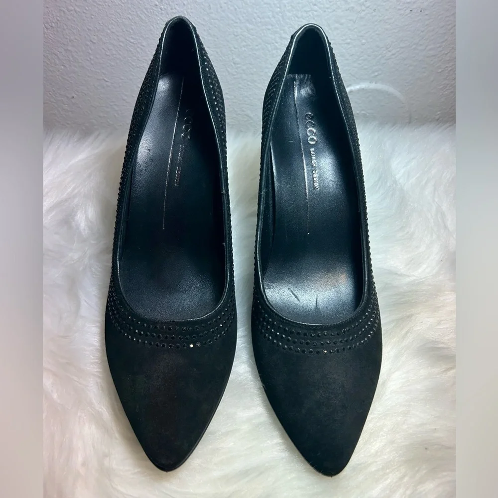 ECCO Danish Design Womens Black Suede Heels Size EU40/9.5US